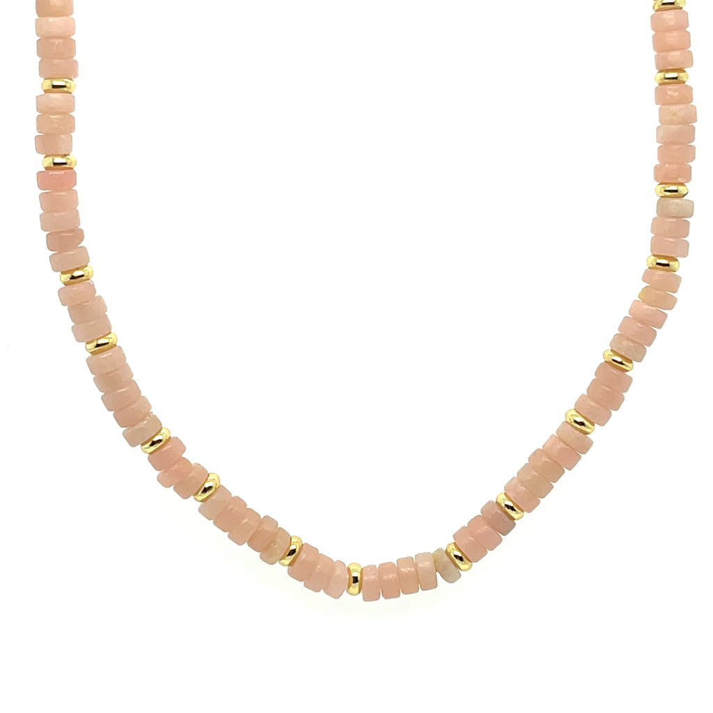 16 inch rose quartz and gold filled bead necklace.