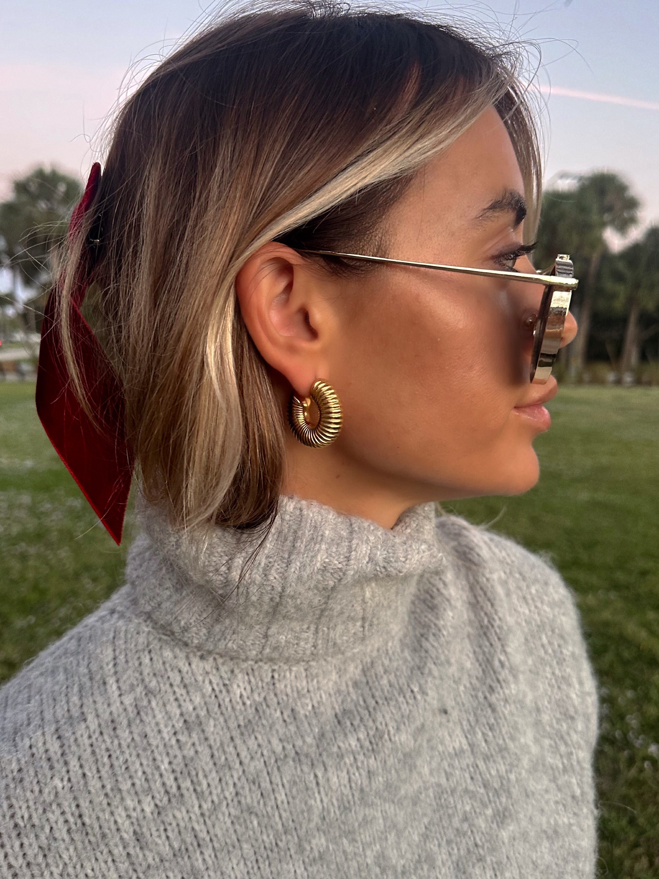 Elegant small gold-plated hoop earrings – 1in stainless steel design perfect for daily wear or layered ear styling