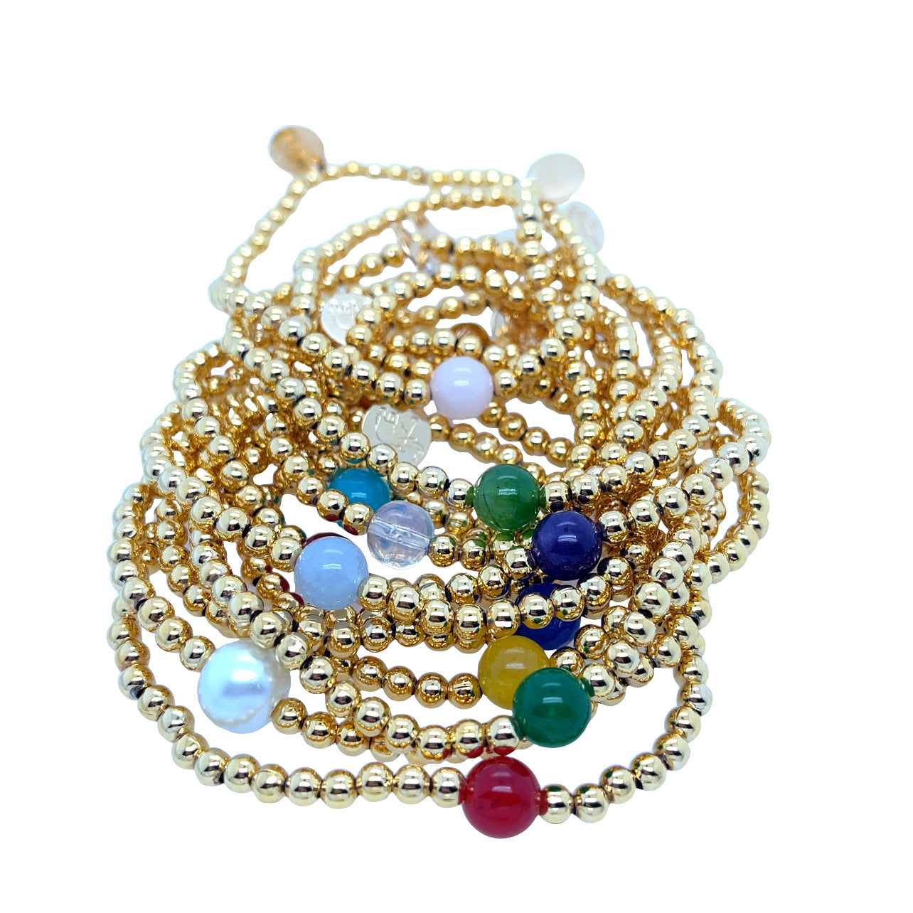 Gold plated 4mm bead with a birth stone center stone.