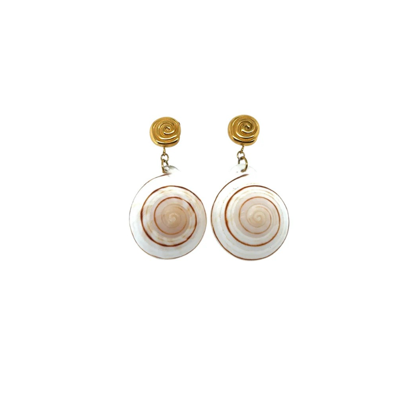 Pair of shell earrings on a white background