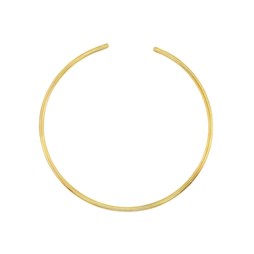 Gold hoop earring on a white background