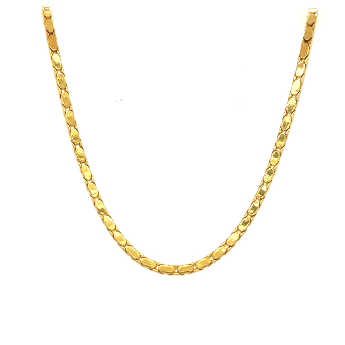 An 18 inch gold plated textured chain necklace.