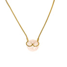 Gold-plated 18-inch chain necklace with 0.5-inch pink stone pendant – delicate and feminine jewelry for women"
