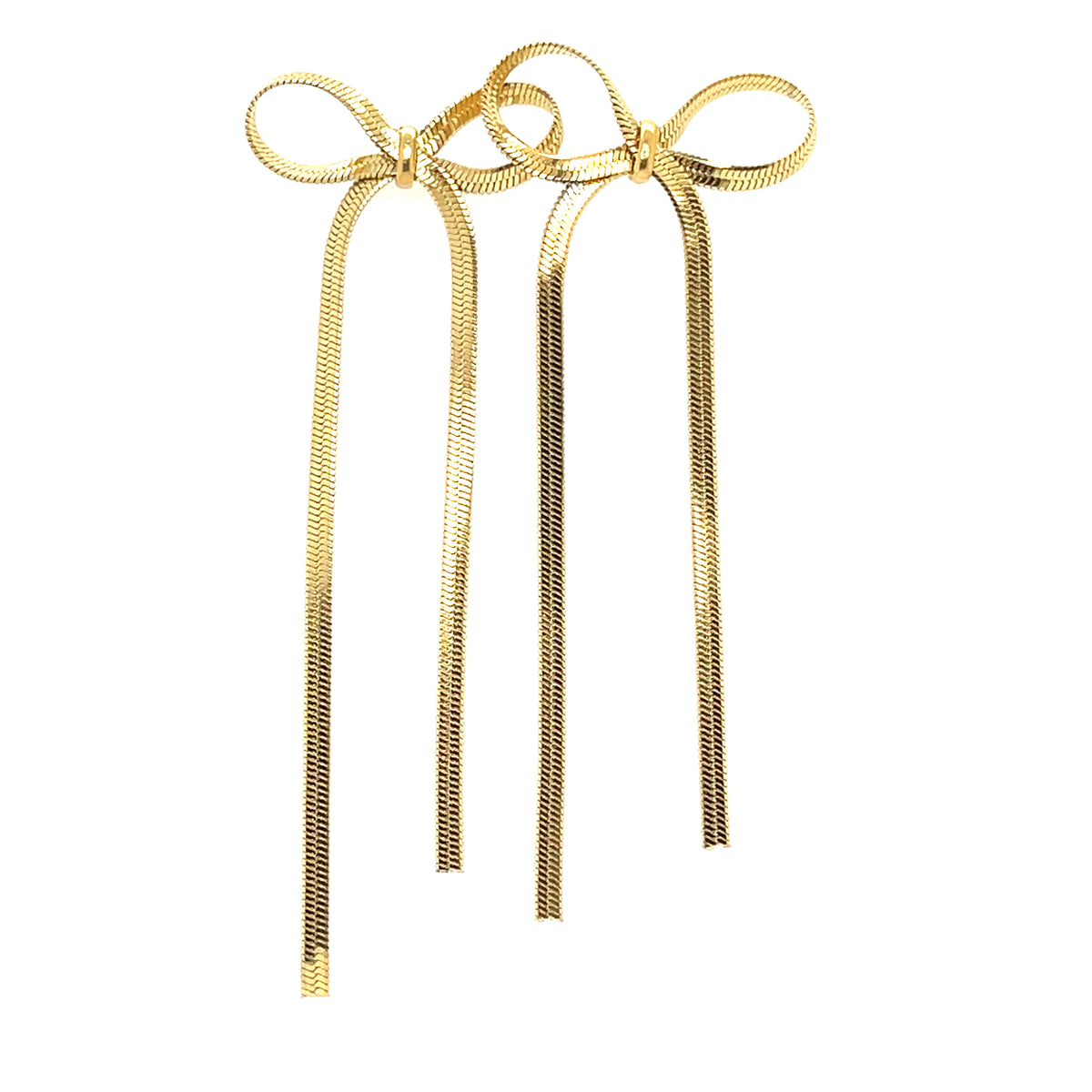 3.5-inch gold-plated stainless steel bow tie earrings for women – elegant statement jewelry with a modern, feminine touch