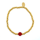 July Ruby birthstone bracelet featuring 4mm gold-plated stainless steel beads – personalized elegant jewelry for women