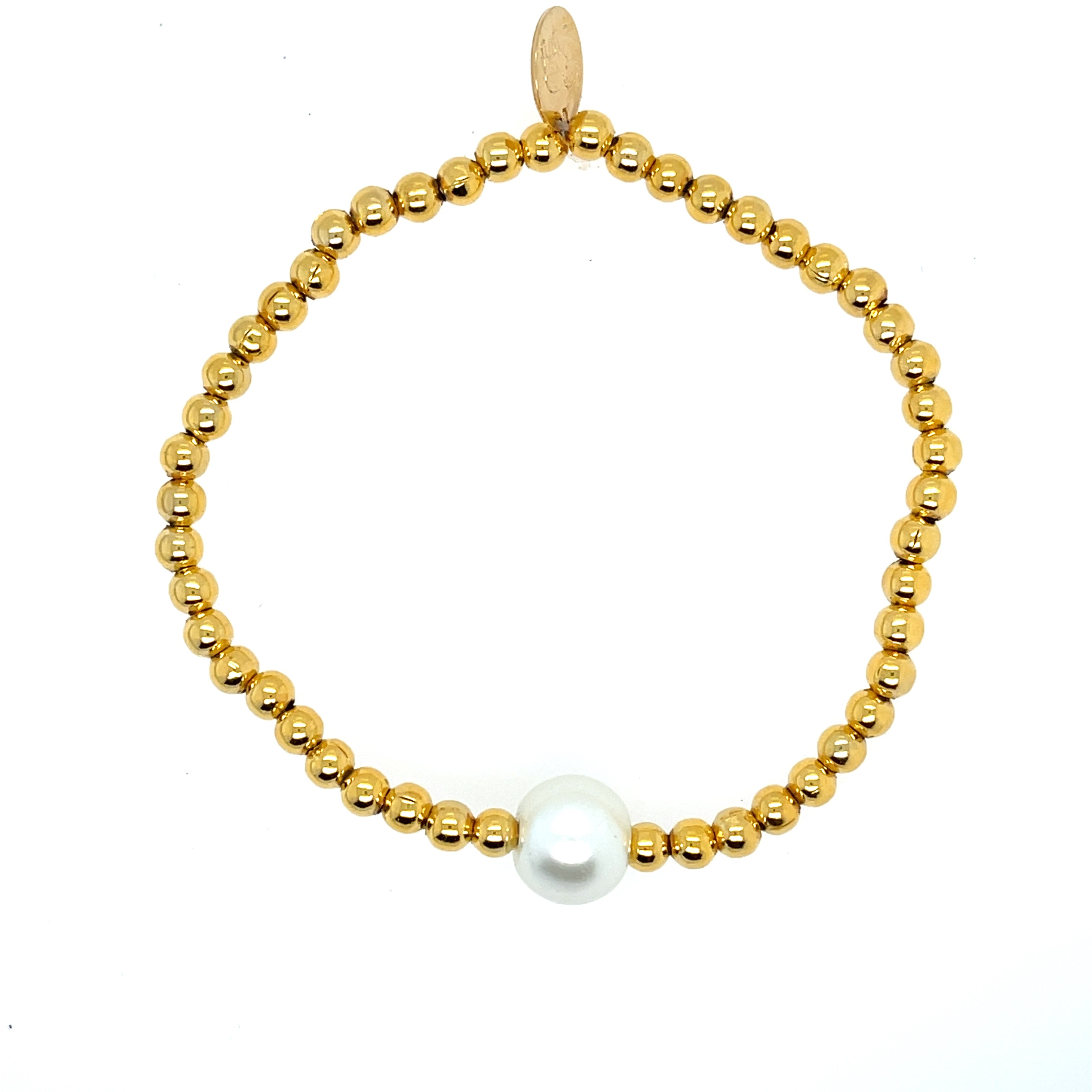 une Rainbow Moonstone birthstone bracelet with 4mm gold-plated stainless steel beads – unique and feminine stackable jewelry
