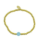 March Aquamarine birthstone bracelet featuring 4mm gold-plated stainless steel beads – delicate and personalized jewelry for women
