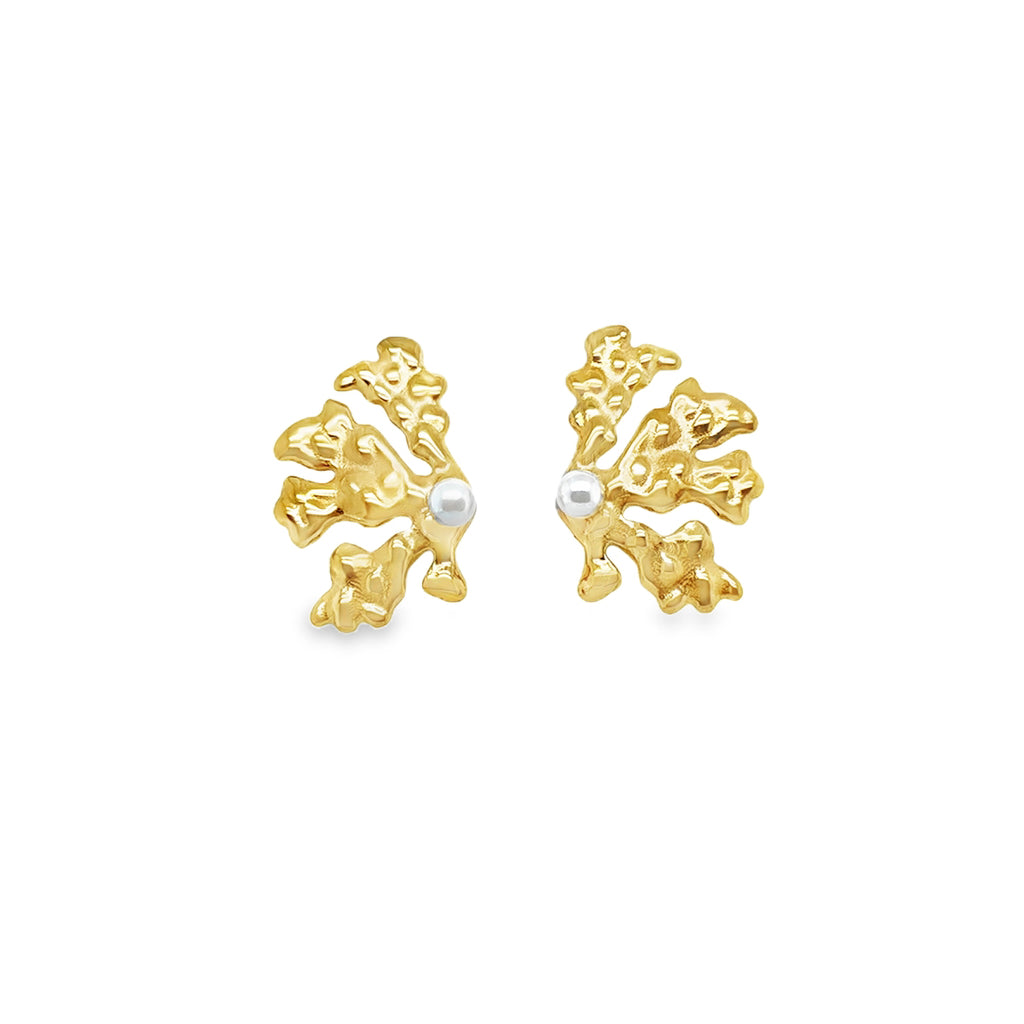 1.5-inch gold-plated stainless steel earrings with center pearl – elegant statement earrings for women’s classic style