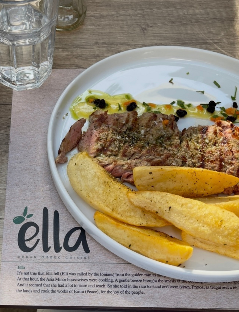 Dine at Ella in Athens, a chic spot blending modern Greek cuisine with stylish ambiance.