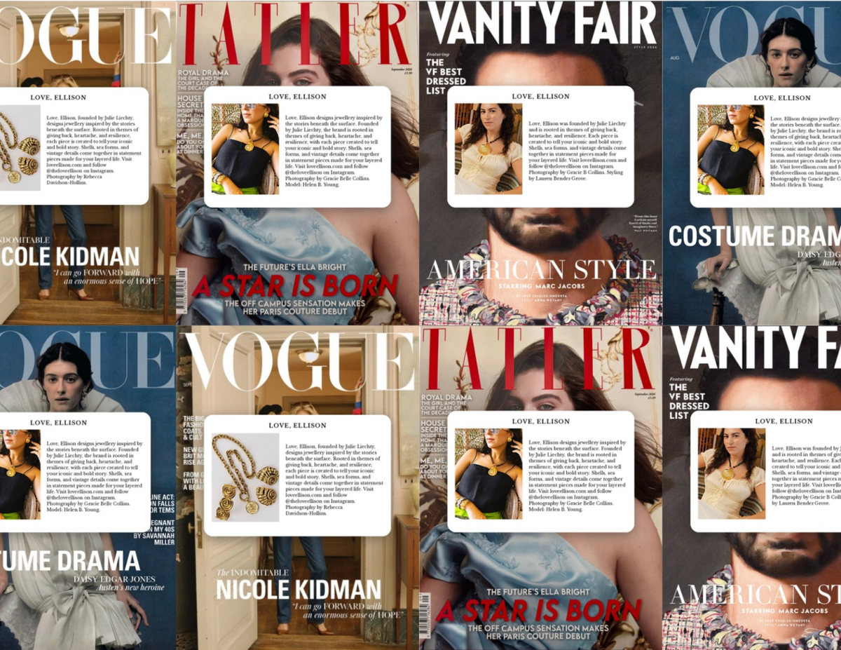 Love, Ellison Featured Collection jewelry as seen in British Vogue, British Vanity Fair and British Glamour