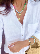 Elegant 18k gold plated nautilus pendant necklace with 5/8 inch charm on 18-inch chain + 2.5-inch extender.
Ocean-inspired stainless steel jewelry—perfect for layering or statement styling.