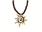 Natural rope necklace, 15 inches with 2 inch extender and detailed sun pendant, earthy celestial jewelry for layered boho looks