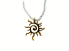 Sun pendant necklace with 15 inch rope cord, 2 inch extender and 2 inch gold-tone sun charm, handcrafted beach and festival accessory