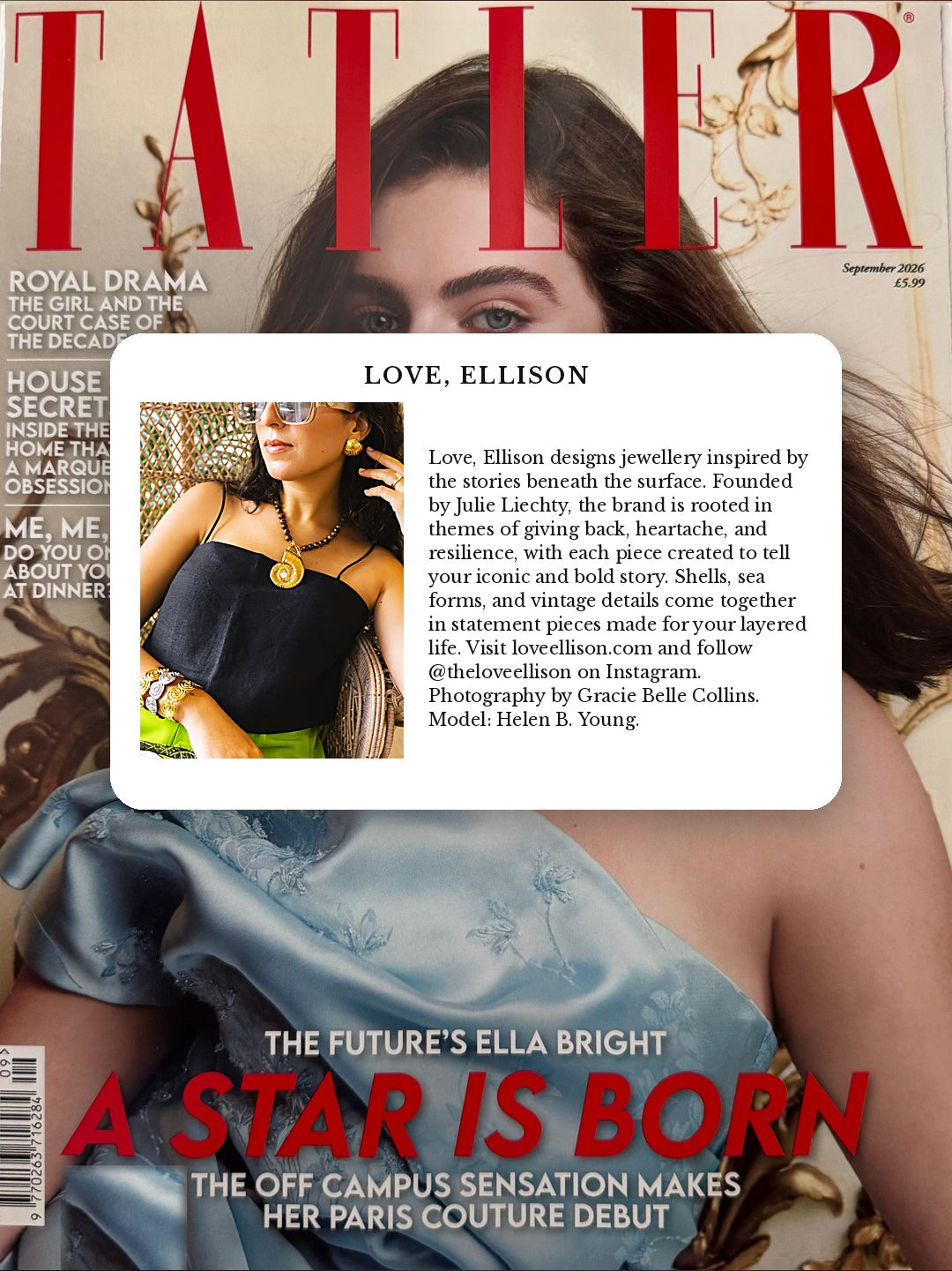 Love, Ellison featured in Tatler, September issue.
