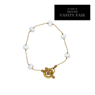 Laurette Bracelet – gold chain bracelet with freshwater pearls and a toggle clasp, as seen in British Vanity Fair.