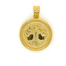 Custom-made 24mm diameter pendant in gold plated sterling silver for Love, Ellison necklace collections.