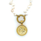 24mm round pendant in gold plated sterling silver, custom crafted to complement Love, Ellison chains.
