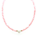 Natural shell bead necklace with heart charm, 14-inch length plus 2-inch extender for adjustable fit.
Beachy and elegant accessory—perfect for layering, summer outfits, or coastal-inspired style.