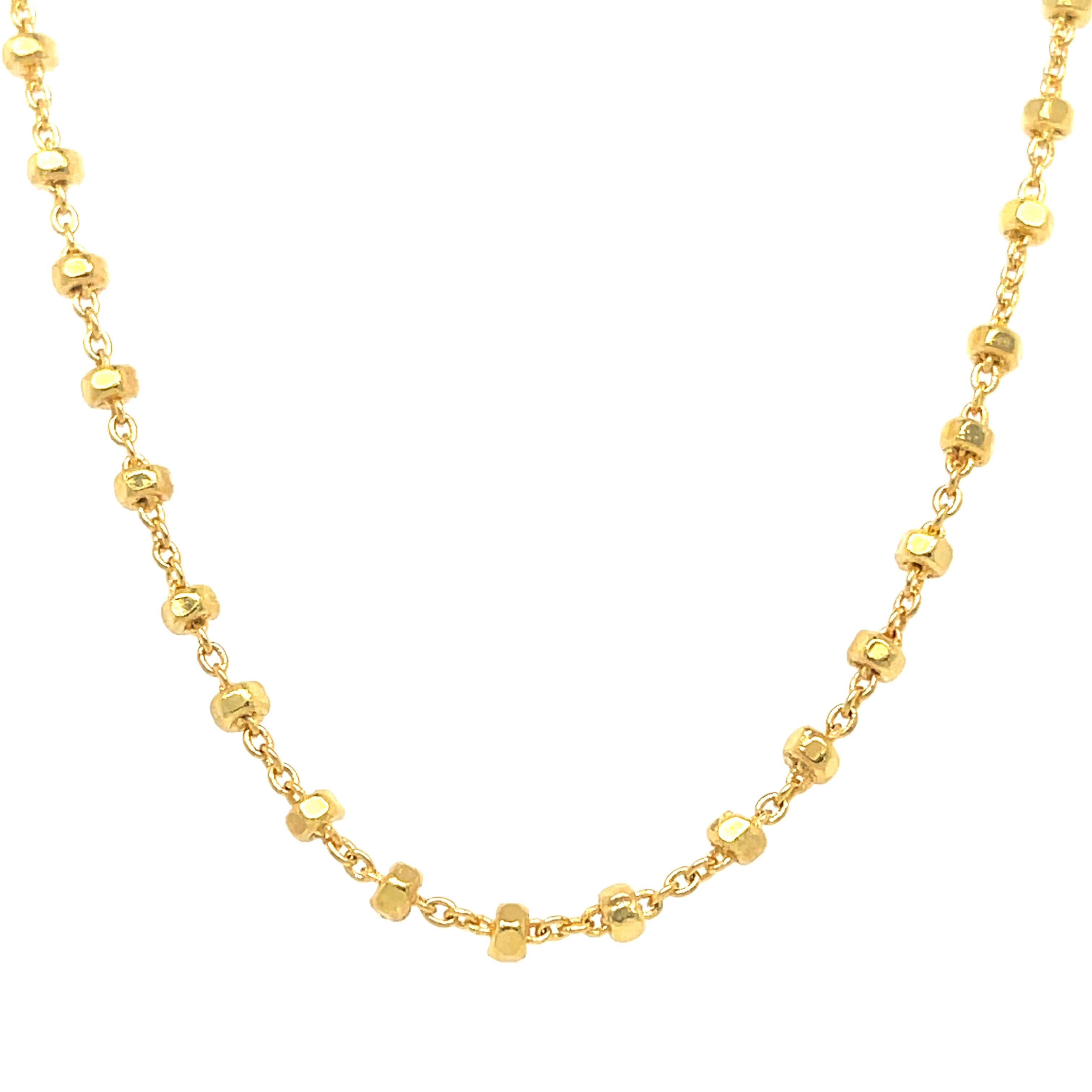 28 inch gold plated satellite chain necklace, long layering chain with delicate bead accents for minimalist or boho style