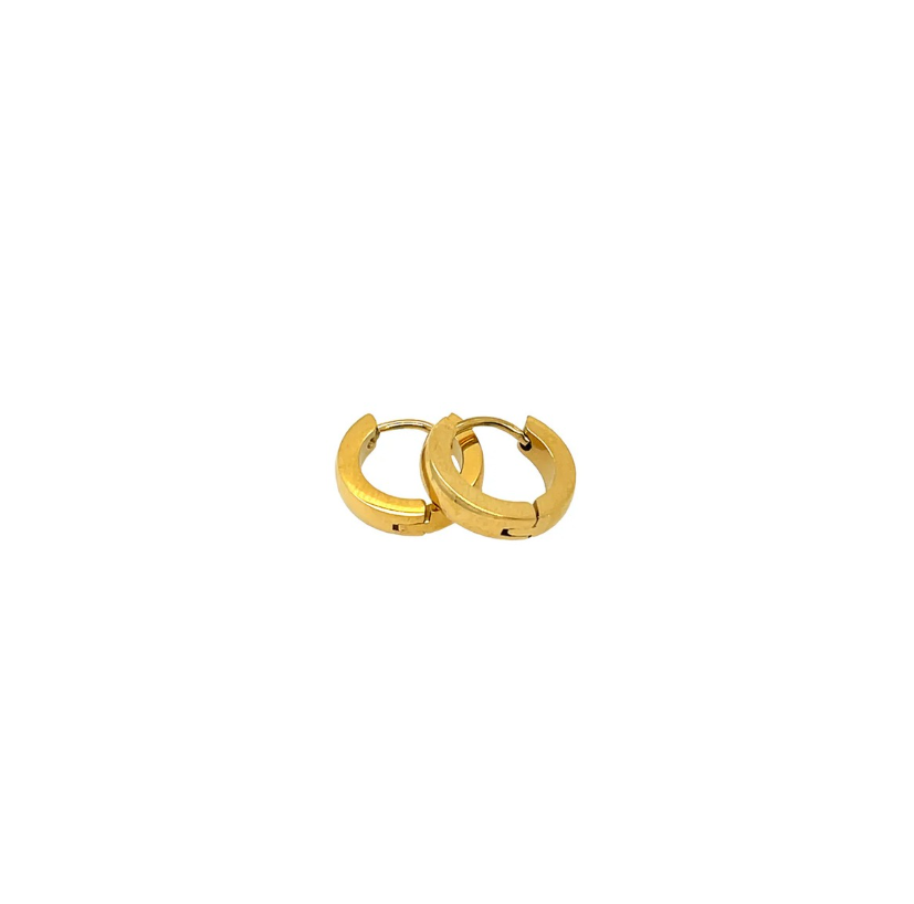 Gold hoop earrings on a white background