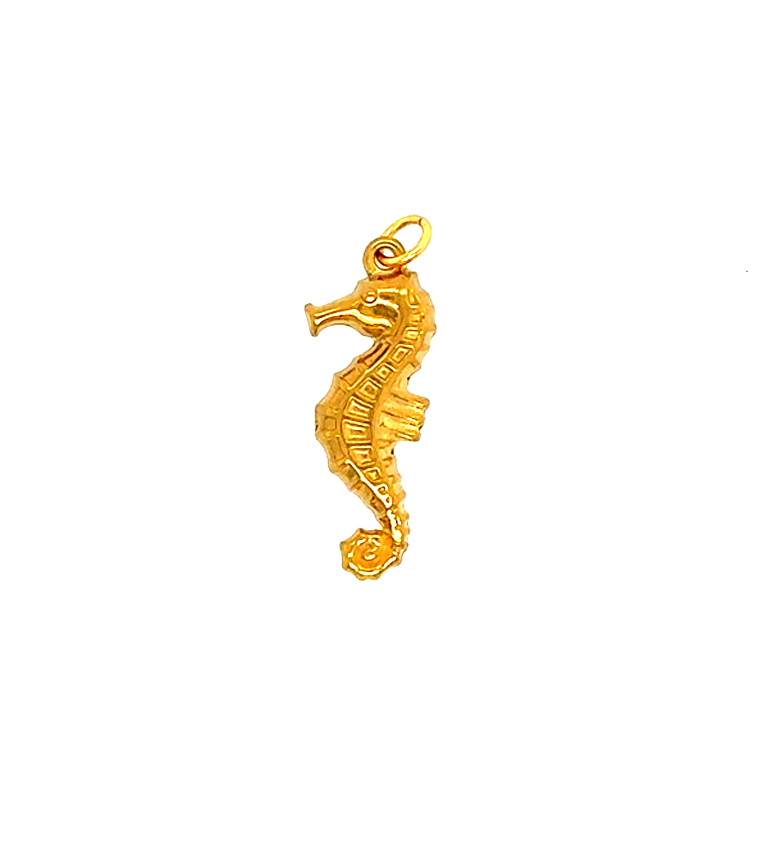 Gold plated stainless steel seahorse pendant, 1 inch ocean-themed charm for coastal and beach jewelry designs