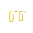 Gold plated stainless steel U-shaped earrings, 1 inch tall by 0.5 inch wide with a modern, polished finish.
Chic and durable design—perfect for minimalist styling, daily wear, or elegant layering.