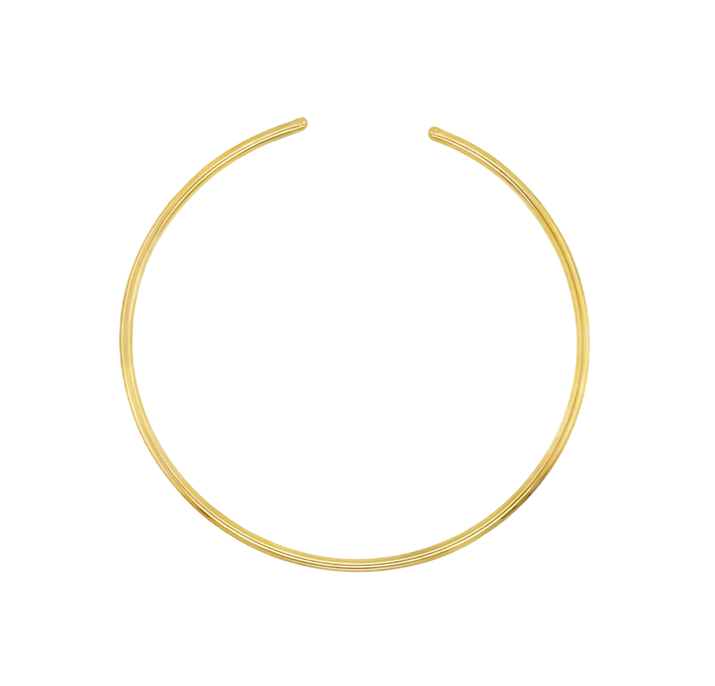 Gold hoop earring on a white background