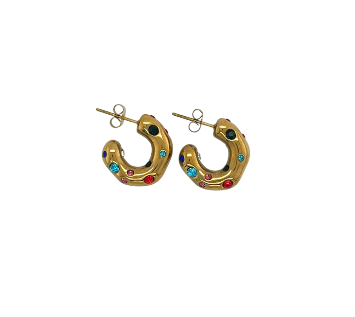 gold womens earrings with studded jewels