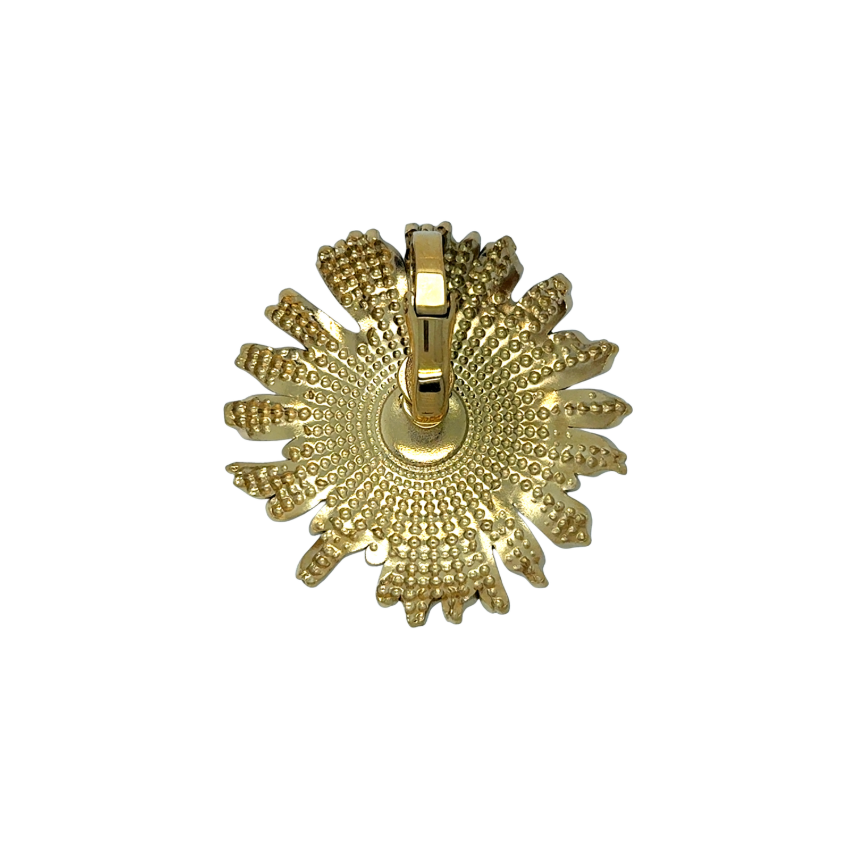 Gold sunflower-shaped pendant with versatile clasp