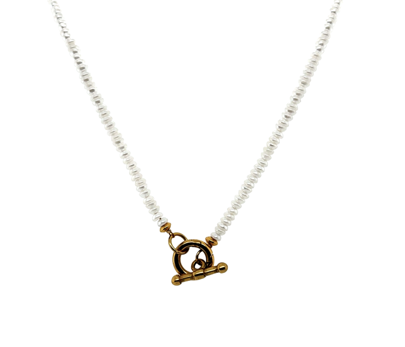 womens white small beaded necklace with pendant attachment