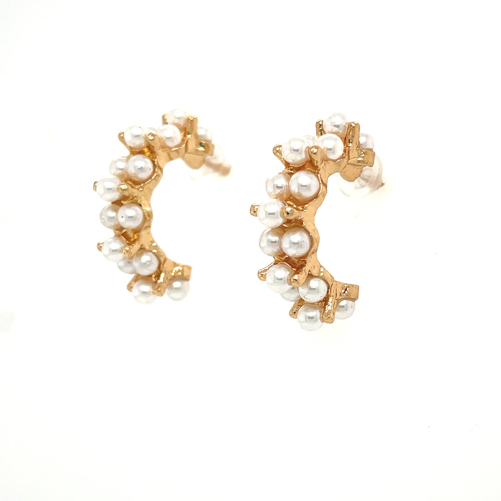 1 inch gold plated earrings with freshwater pearls, elegant minimalist drop earrings for everyday wear